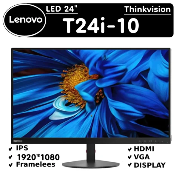 مانیتور استوک لنوو led  ips  t24i--10سایز 24 اینچ  فریم لس